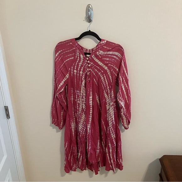 Natalie Martin Fiore Short Dress in Tie Dye Pink Medium - Picture 2 of 11